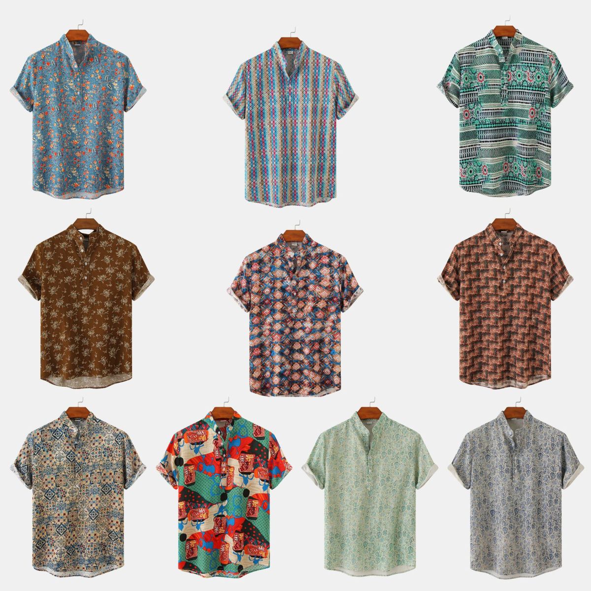 Camisa con estampado de flores diminutas en 3D para hombre, ideal para vacaciones de verano
