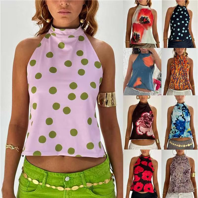 Women Summer Sleeveless Halter Neck Top