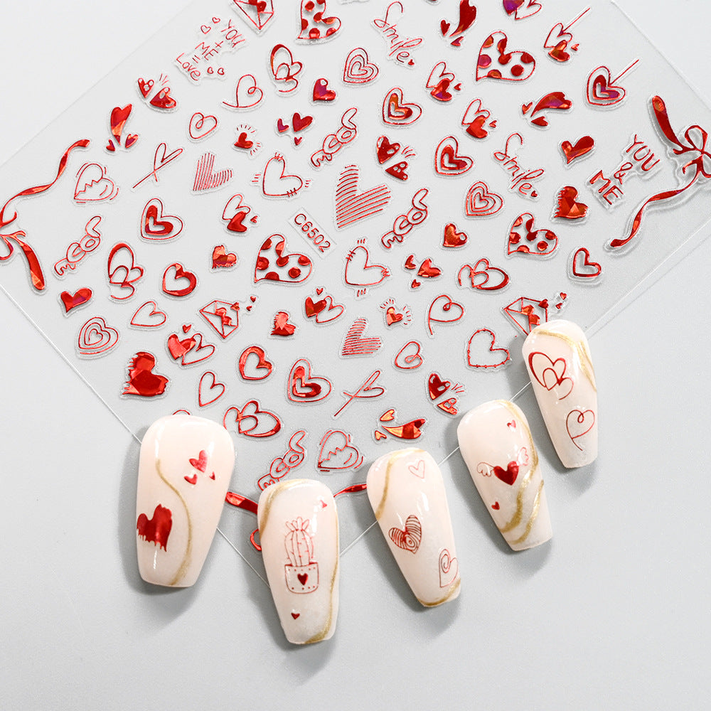 Autocollants pour ongles Love Laser Red pour la Saint-Valentin