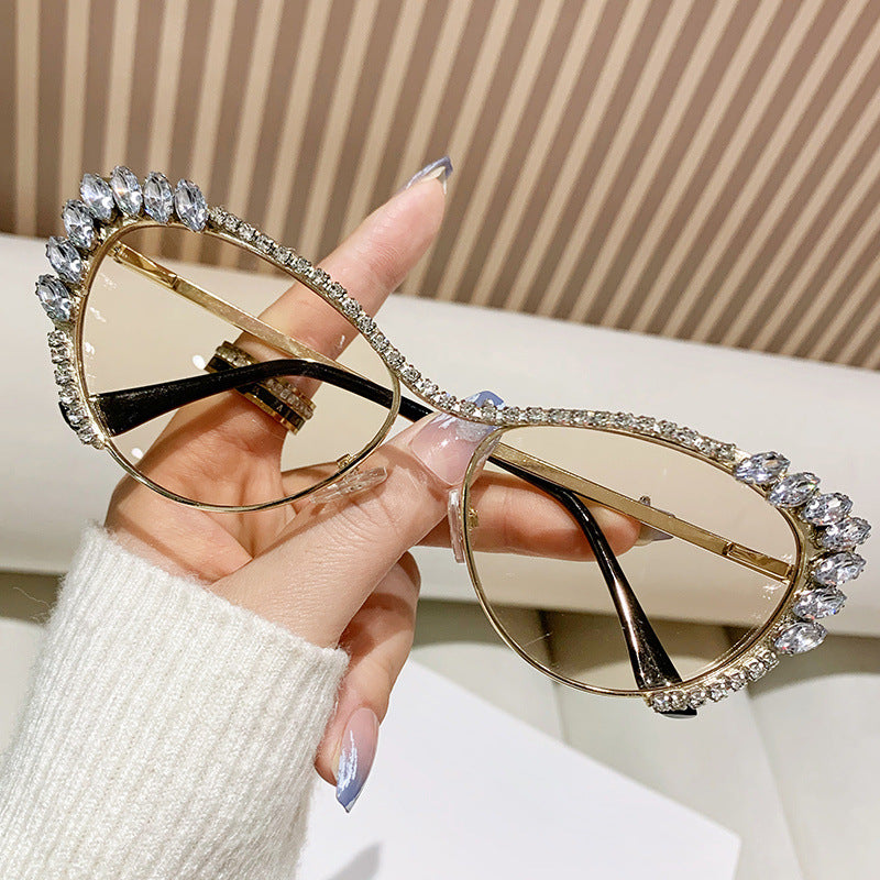 Gafas de sol de moda con diamantes de imitación de metal