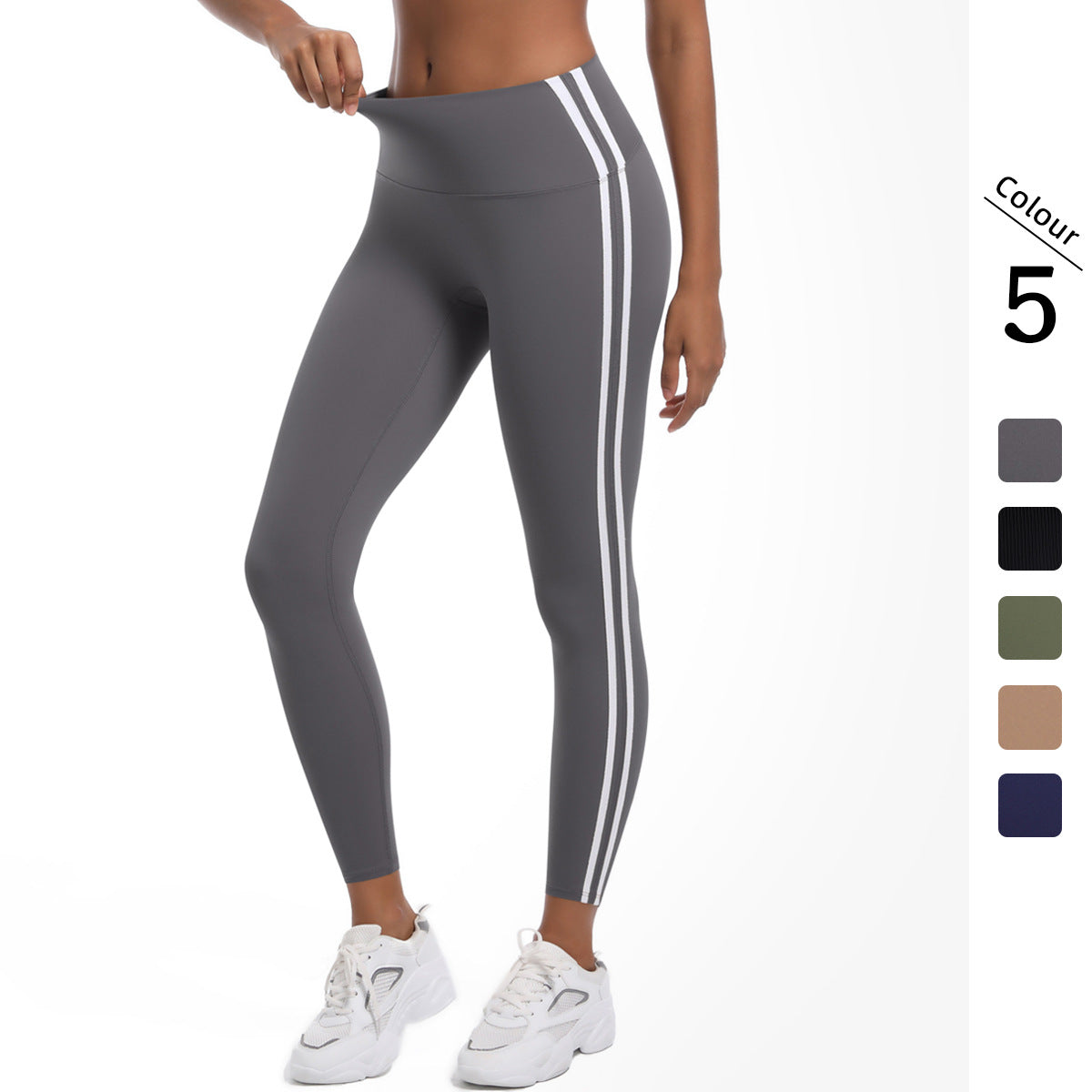 Leggings de sport taille haute à rayures pour femmes