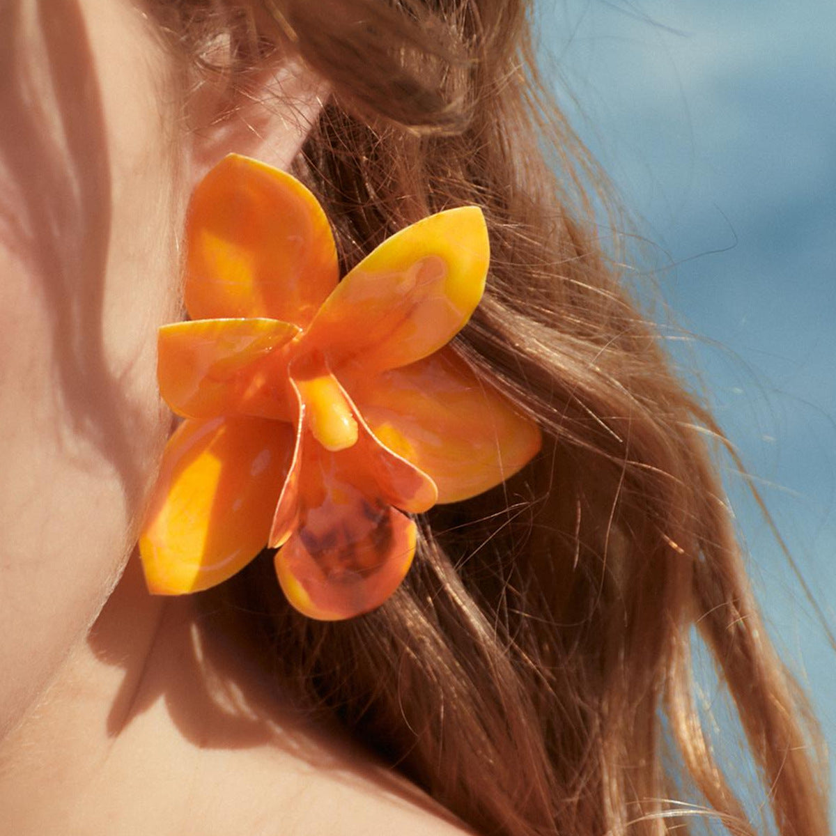 Bohemian Exaggerated Fashion Floral Earrings - Colorful Plastic Resin Jewelry