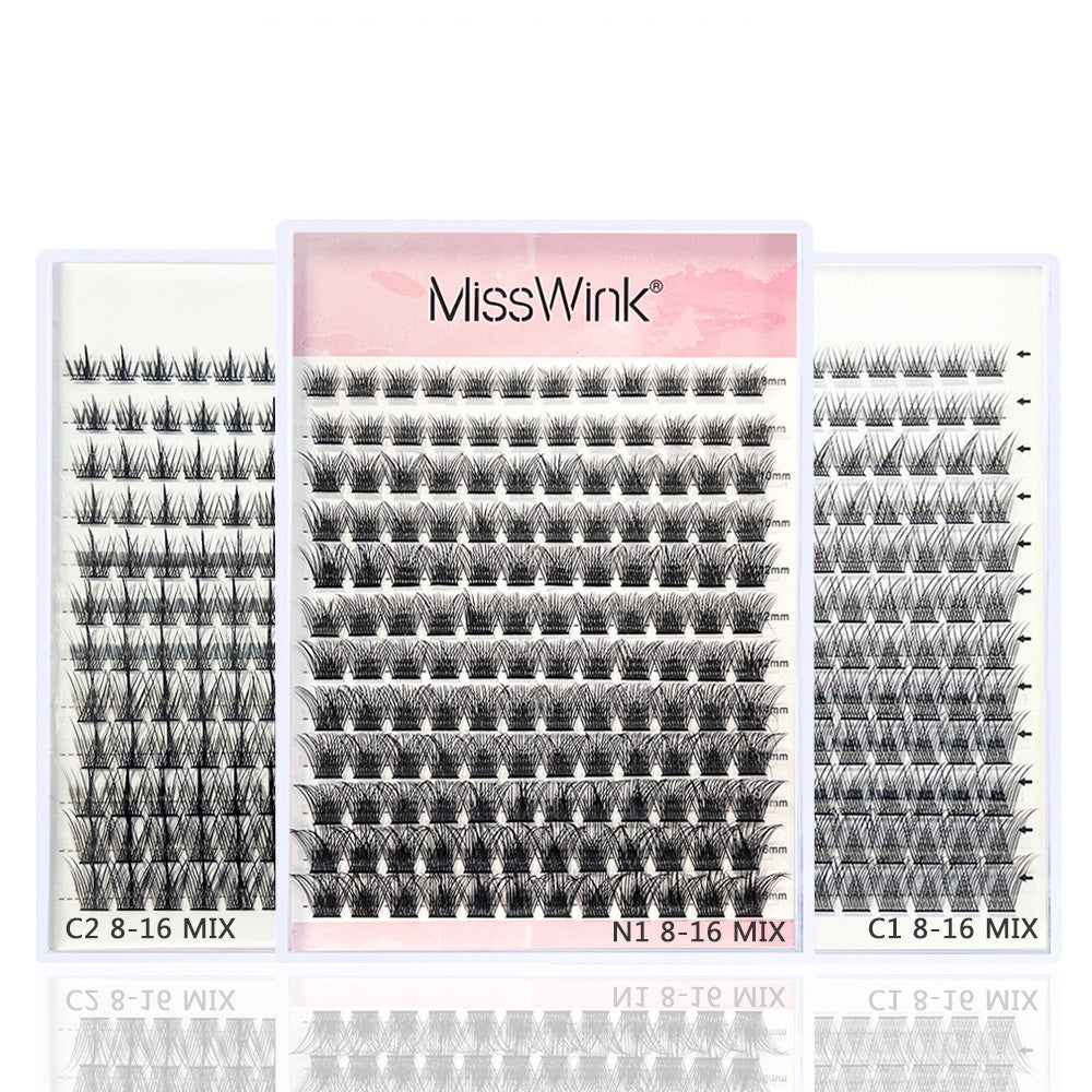 Faux cils auto-greffés segmentés à grappe unique, style dense en fibres chimiques