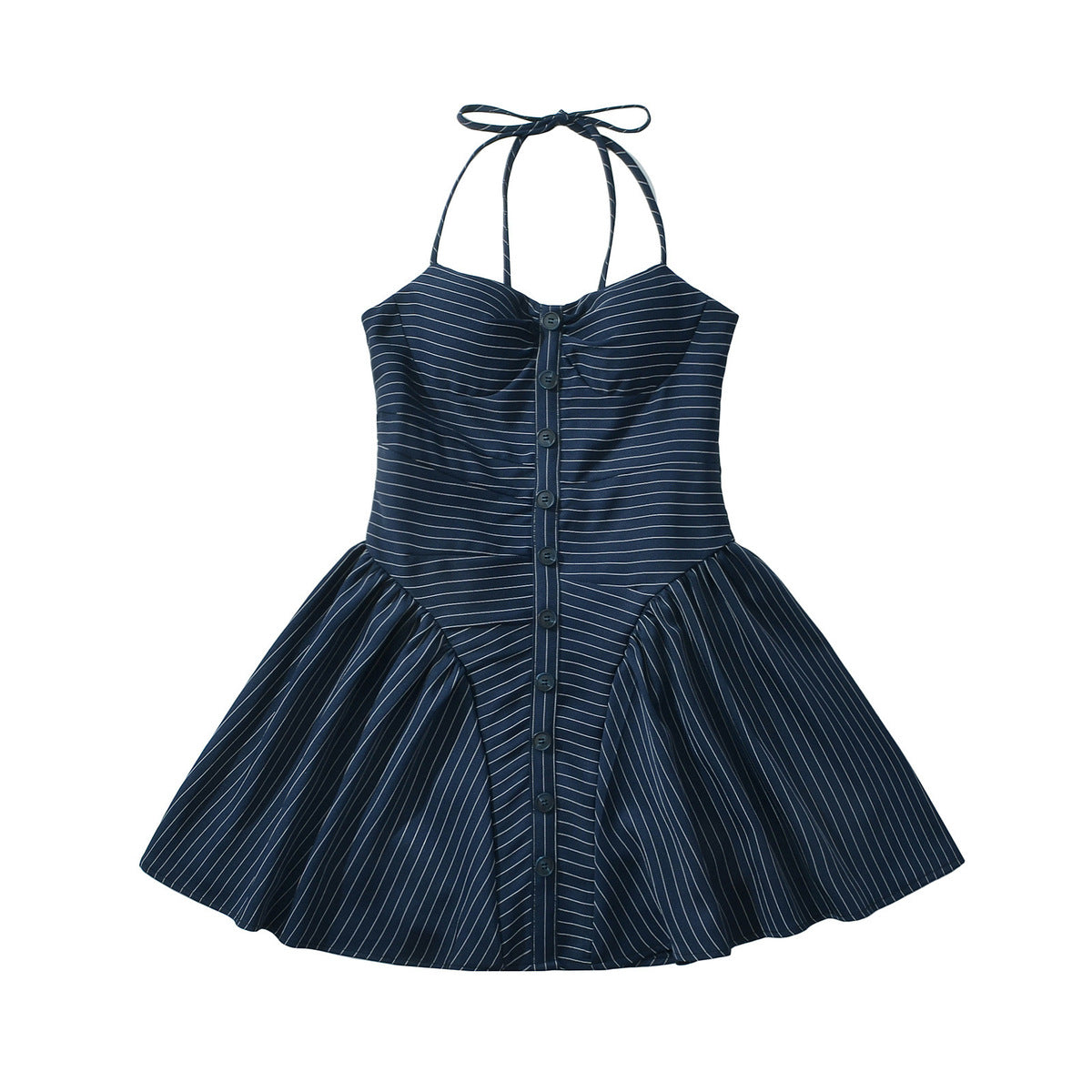 Vestido sexy de rayas con cuello halter para mujer