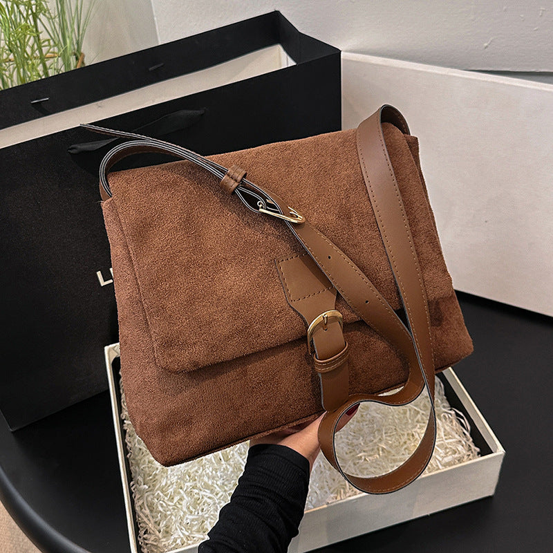 Bolso de hombro retro esmerilado para mujer, pequeño bolso cuadrado de cuero
