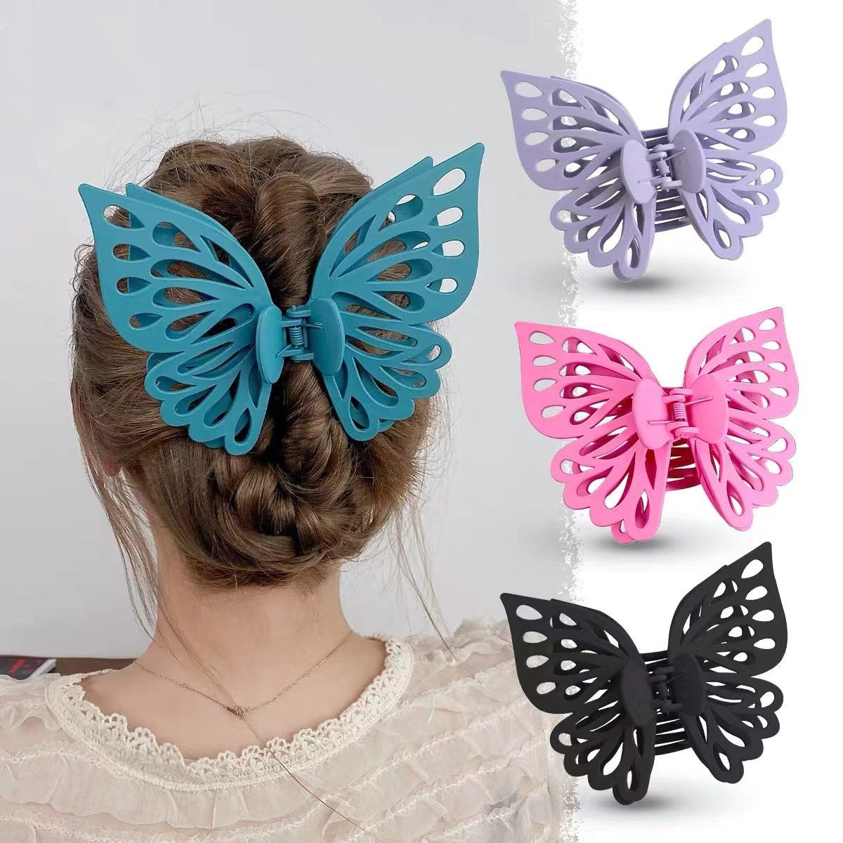 Women Fashion Oversized Double Layer Hollow-Out Butterfly Hair Clip