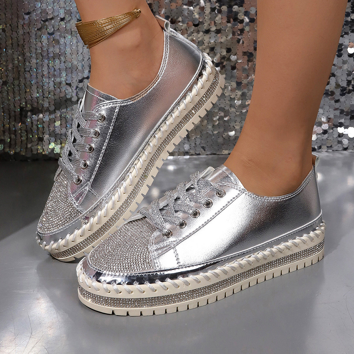 Plus Size Women'S Rhinestone Platform Shoes
