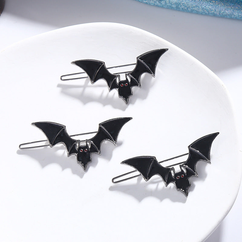Horquillas de Halloween con diseño de murciélago negro y aceite de goteo para mujer