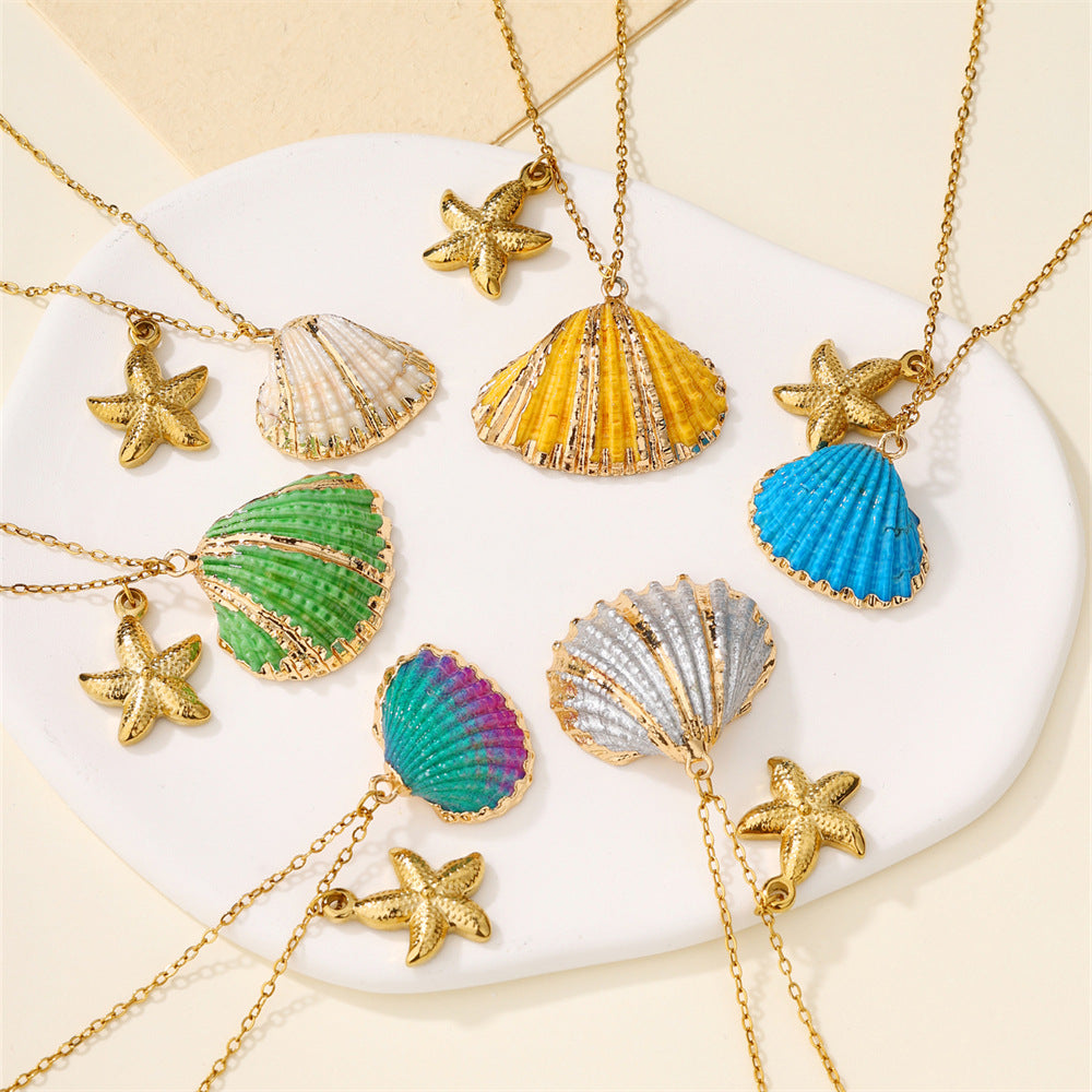 Summer Beach Vacation Shell Pendant Sea Necklace