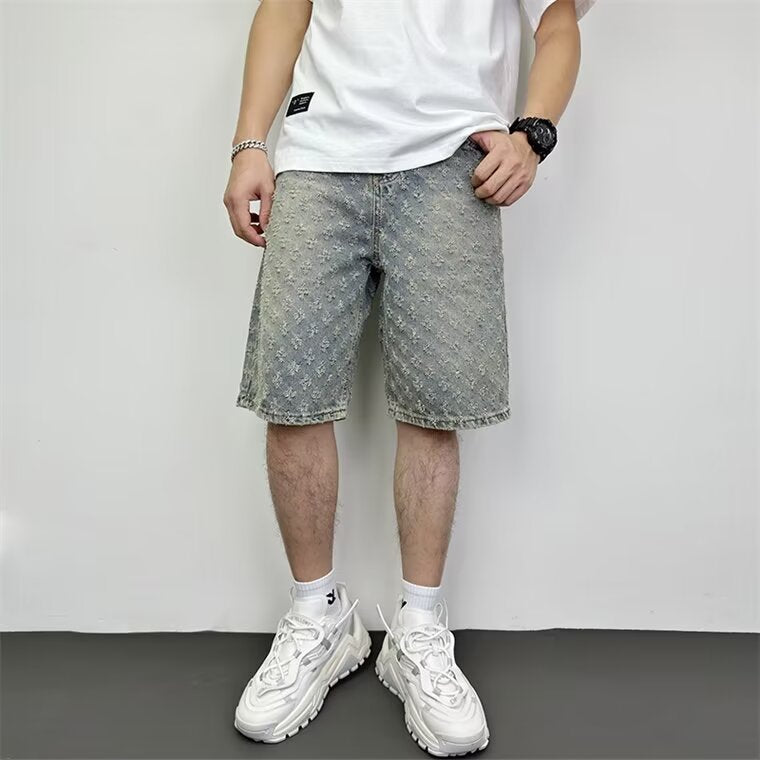 Men Fashion Casual Loose Straight Denim Shorts Stylish Comfort Wear