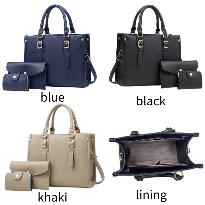 Classic Litchi Pattern Women Bag Set with Multiple Colors