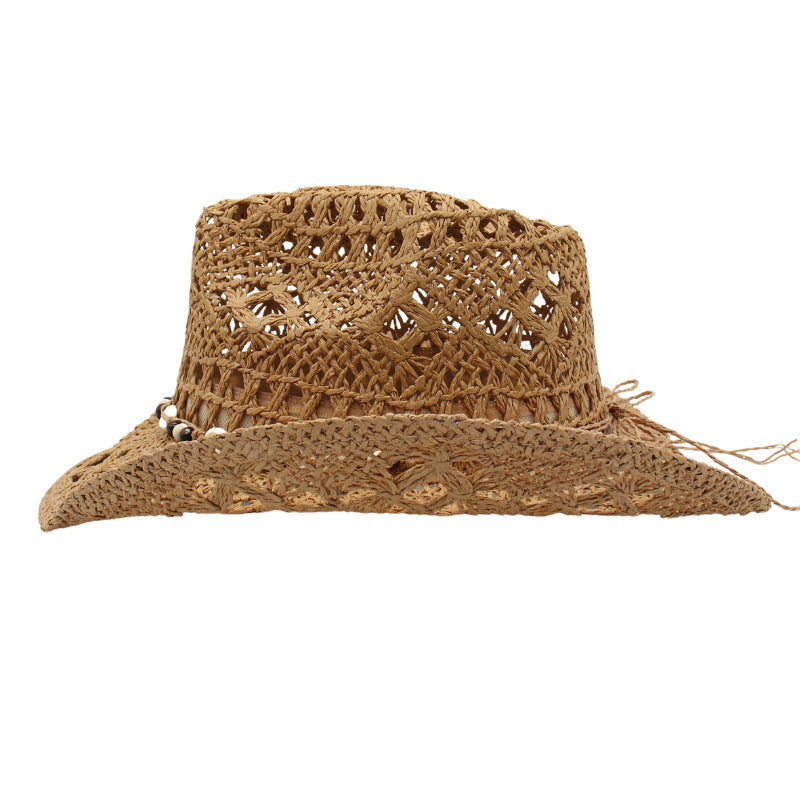 Sombrero de paja tejido con forma de campana para primavera y verano, moderno protector facial