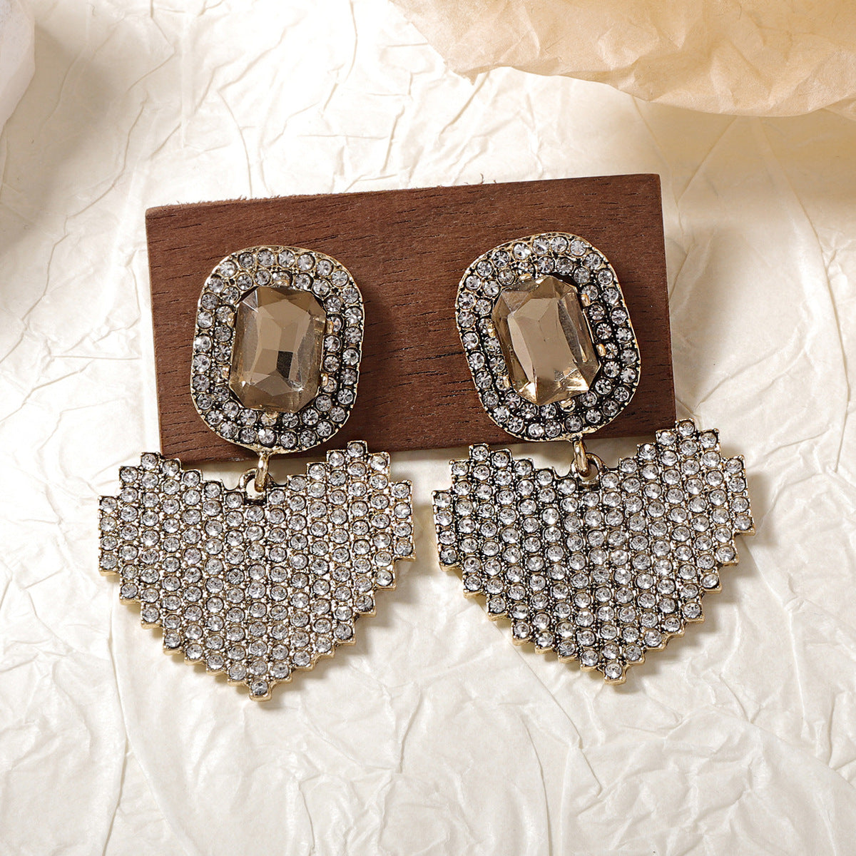 Boucles d'oreilles géométriques à strass pour femmes