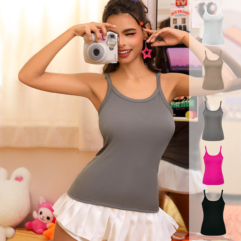 Women Basic Casual Solid Color Camis - Street Hipster Style