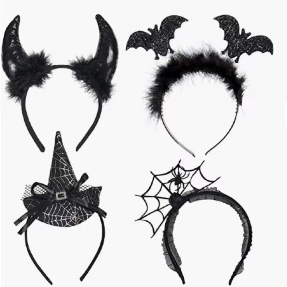 Chapeau magique en toile d'araignée pour fête d'Halloween, bandeaux en corne de démon