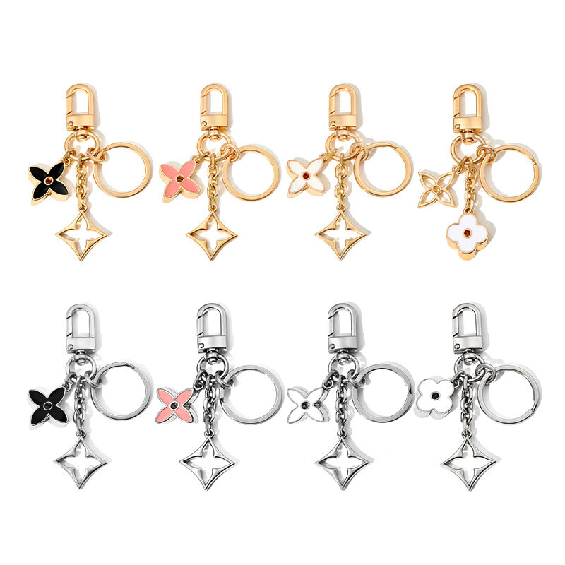 Women Fashion Four Leaf Clover Metal Pendant Keychain Alloy Leisure Style
