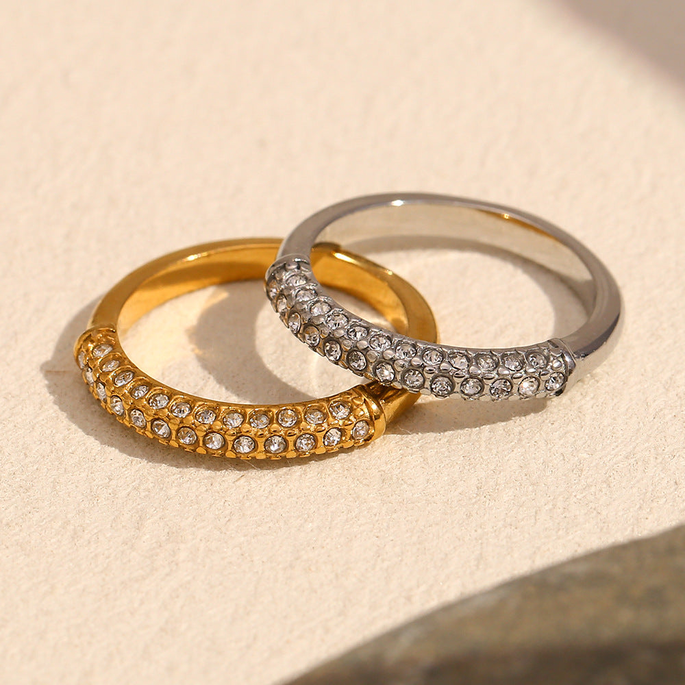 Bague tendance pour femme en plaqué or 18 carats avec zircone
