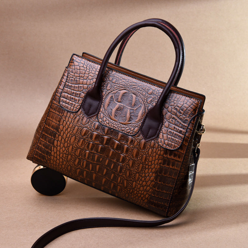 Bolso de mano informal de PU con estampado de cocodrilo para mujer