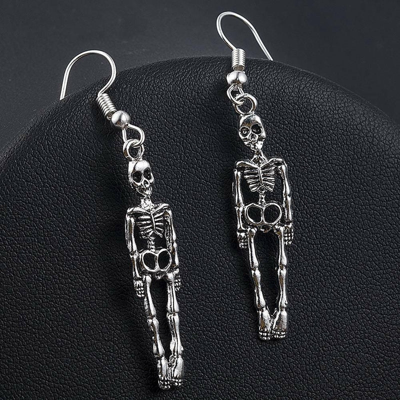Pendientes de esqueleto de aleación de Halloween exagerados de moda para mujer