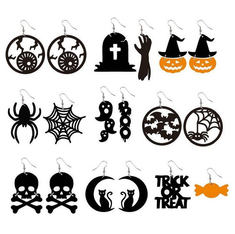 Pendientes colgantes de acrílico gótico oscuro para mujer de Halloween