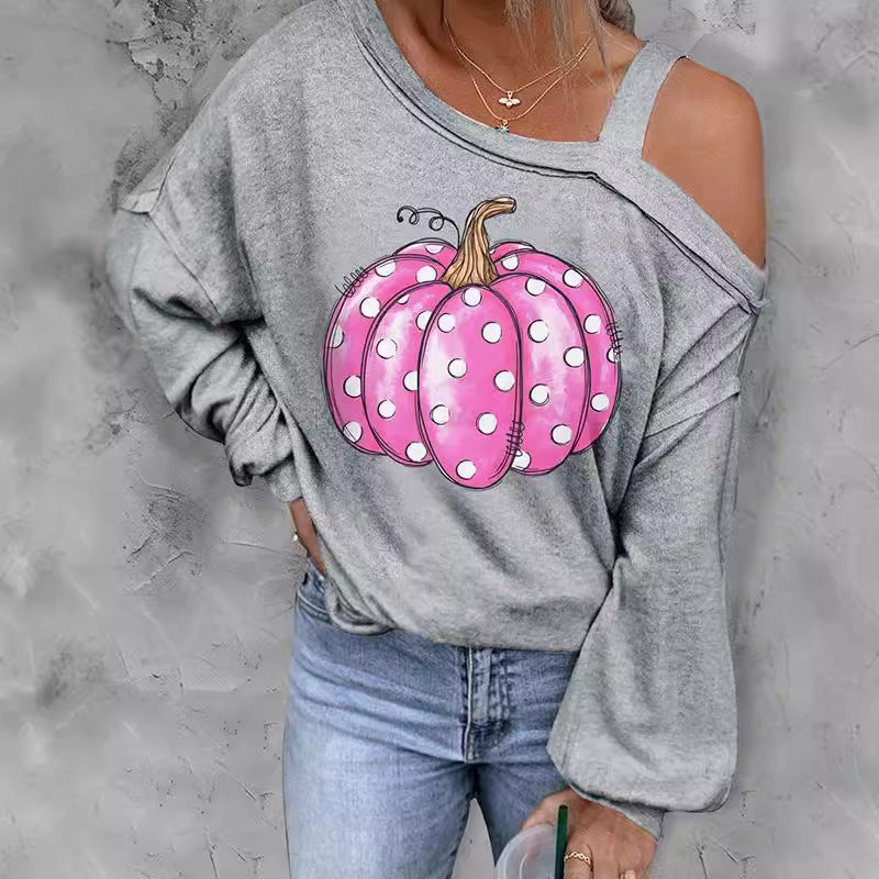 Sudadera con hombros descubiertos y efecto 3D para Halloween para mujer