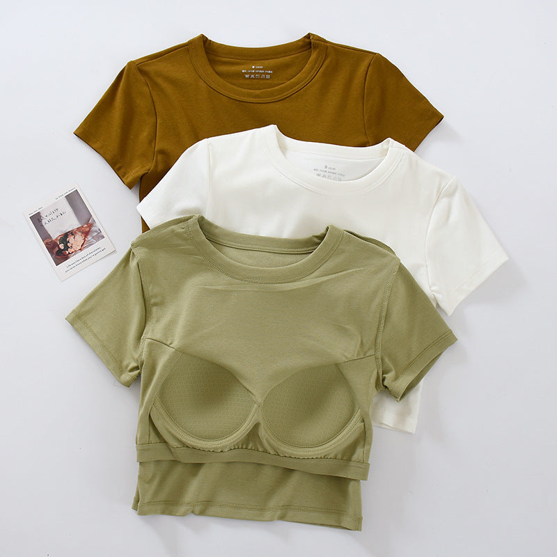 Women Fashion Solid Color Blank T-Shirt - Round Neck Short Sleeve