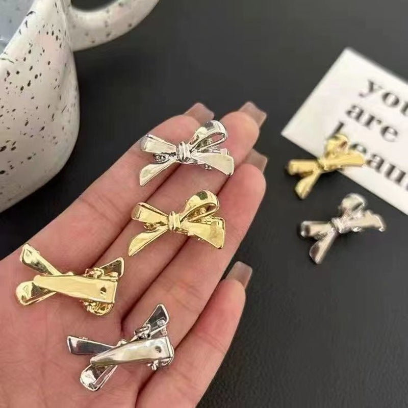 Women Fashion Imitation Alloy Silver Bowknot Hairpin