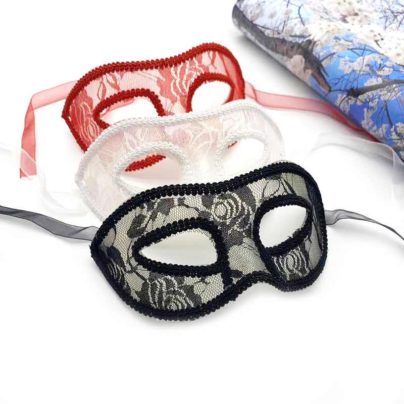 Masque d'Halloween demi-visage en dentelle à tête plate pour femme