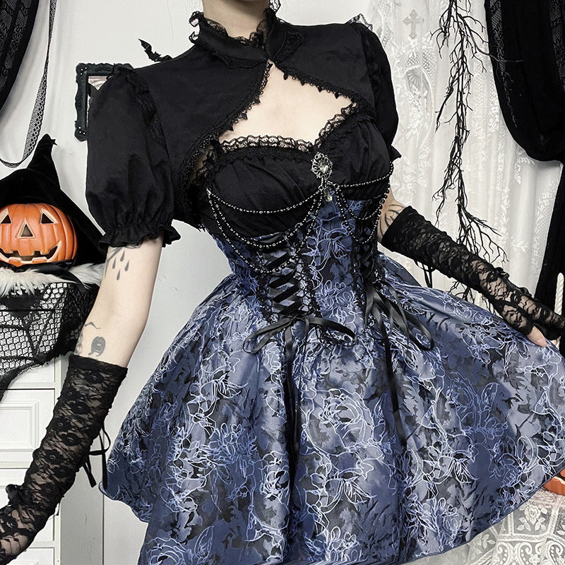 Robe gothique sexy bicolore à la mode pour femmes