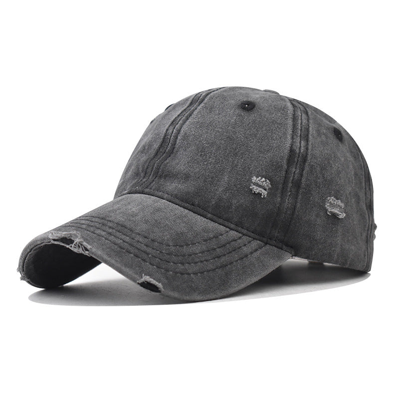 Fashion Casual Solid Color Ripped Baseball Cap Cotton Unisex Style