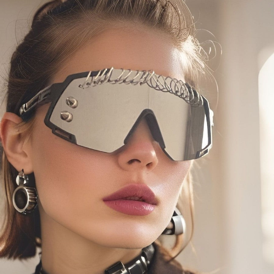 Gafas de sol a prueba de viento con remaches de aro de hierro, estilo punk, a la moda