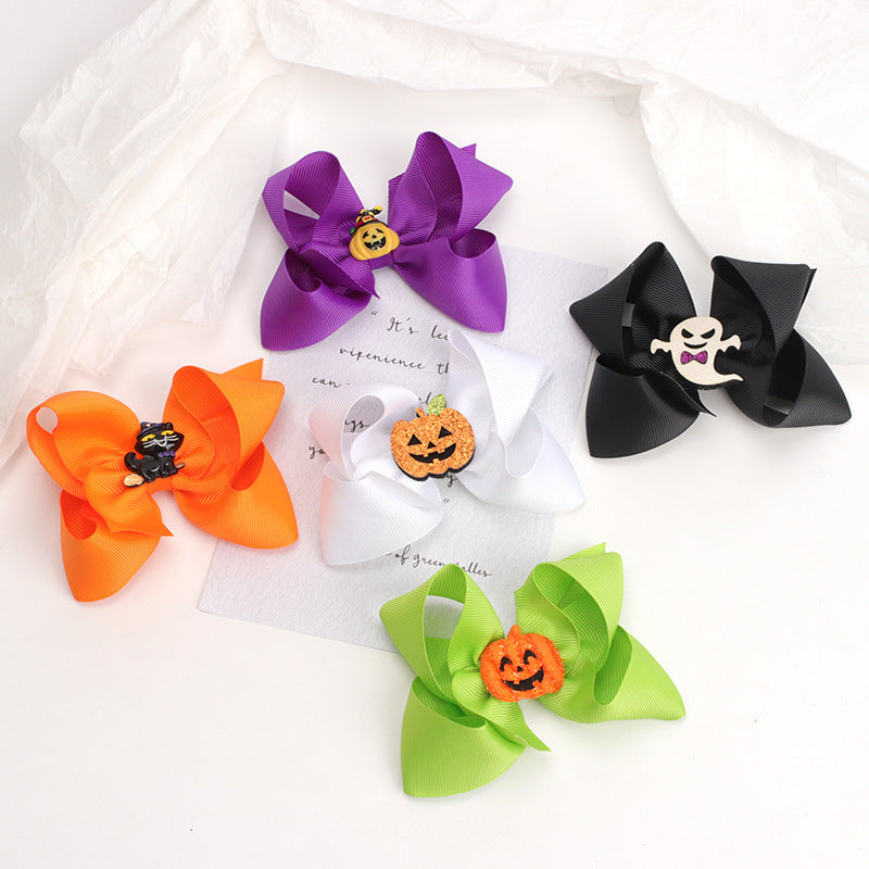 Accessoire pour cheveux d'Halloween pour enfants, épingle à cheveux fantôme en forme de tête de citrouille et de chat mignon