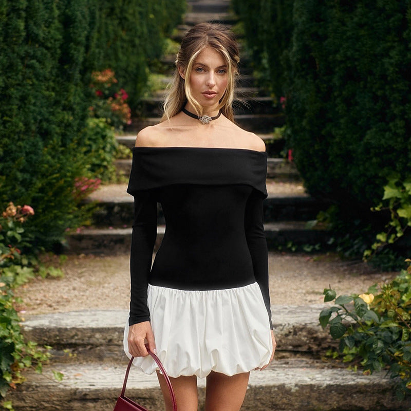 Robe sexy à manches longues et épaules dénudées pour femme