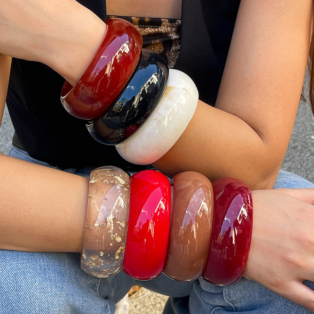 Women Fashion Exaggerated Translucent Acrylic Bracelet