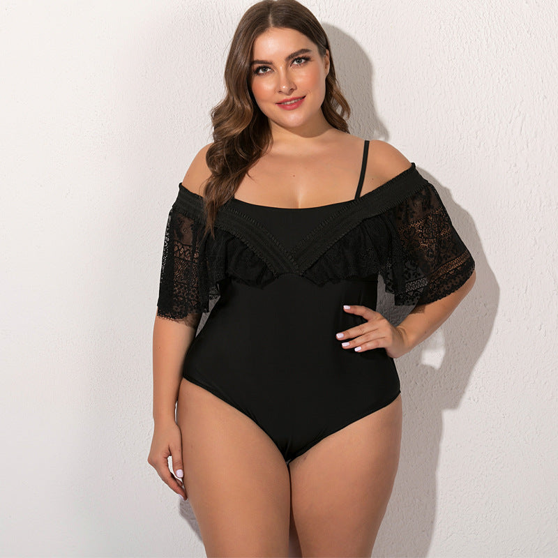 Traje de baño de talla grande con empalme de malla sexy a la moda para mujer