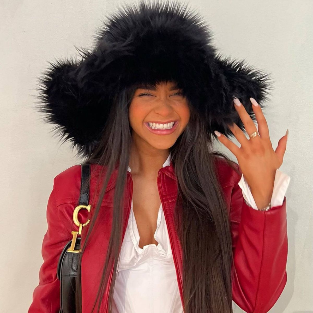 Chapeau de paille en fausse fourrure pour femme, couleurs unies