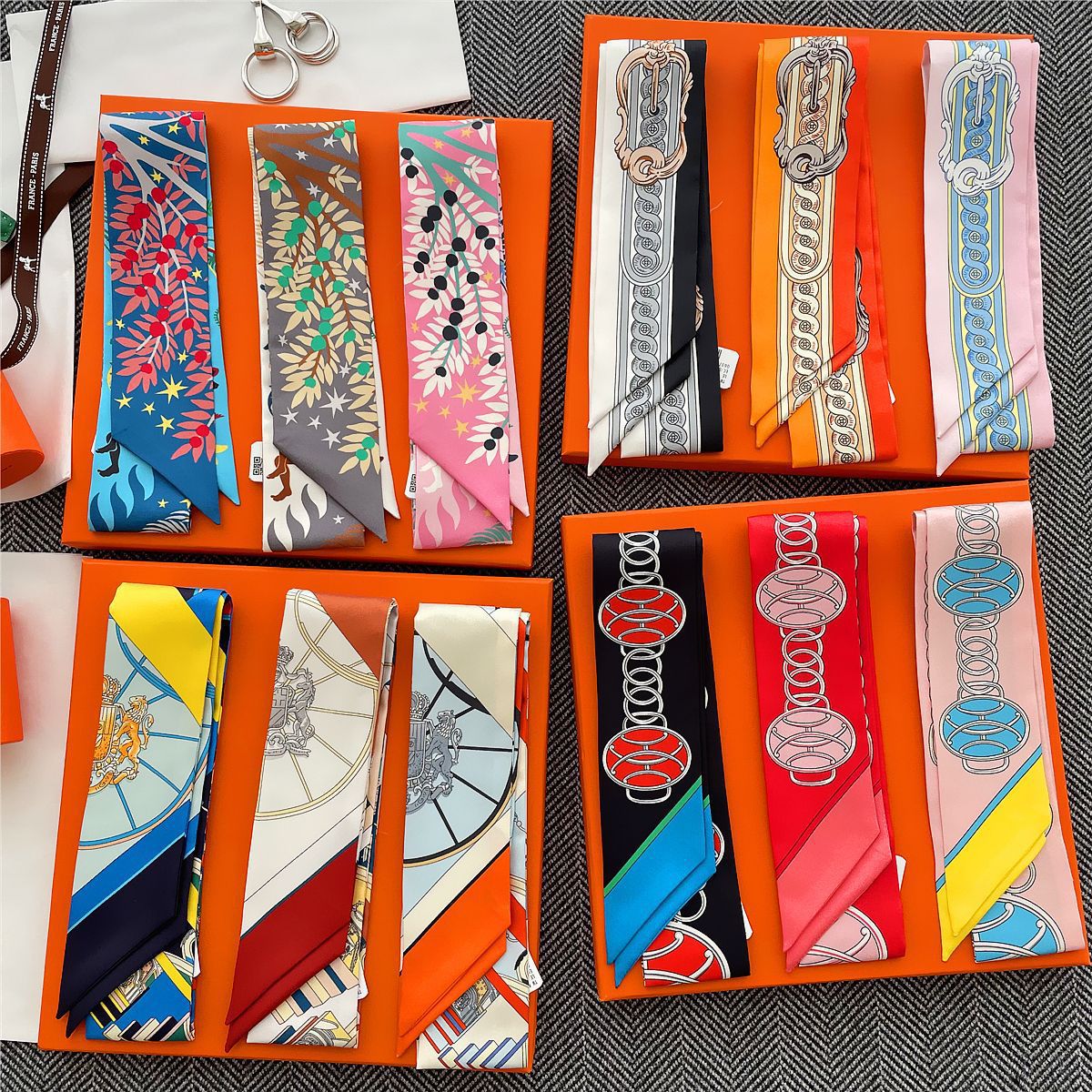 Bufanda con asa para bolso con lazo estampado a la moda para mujer