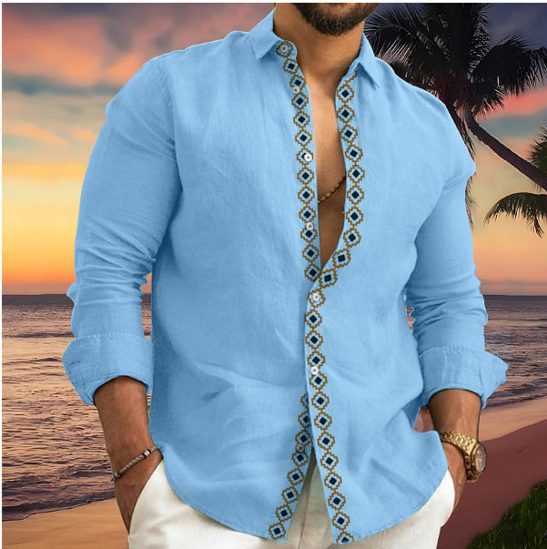 Men Fashion Casual Vacation Versatile Print Shirt