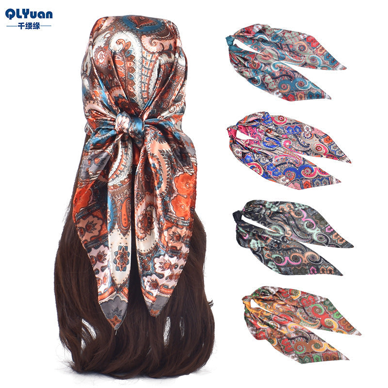 Bufanda cuadrada con estampado de cachemira de verano para mujer de 90 cm