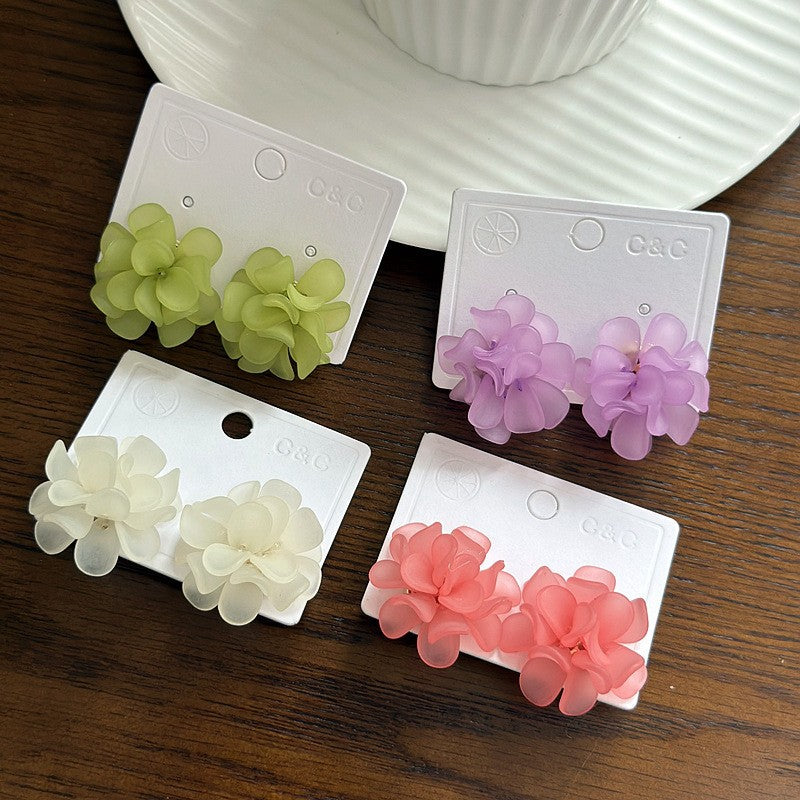 Women Fashion Elegant Solid Color Floral Earrings