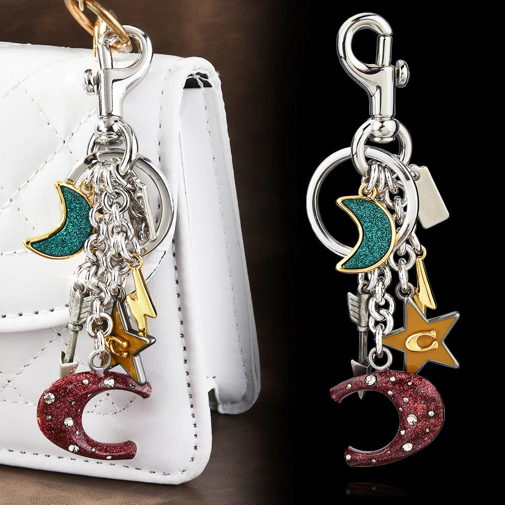 Cute Cartoon Alloy Moon Star Bag Pendant Keychain