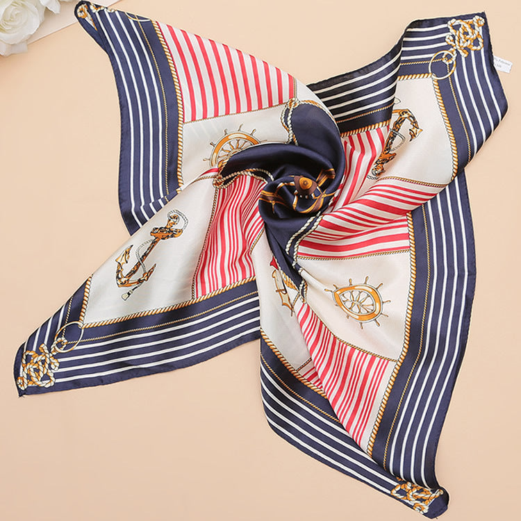 Foulard carré en imitation soie imprimé pour femme