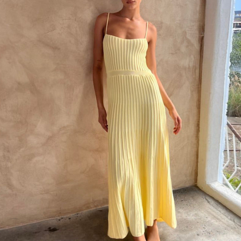 Robe longue à bretelles spaghetti pour femme, idéale pour les vacances d'été