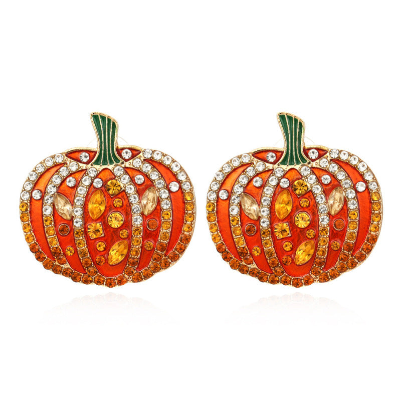 Pendientes de diamantes de colores exagerados para Halloween a la moda para mujer