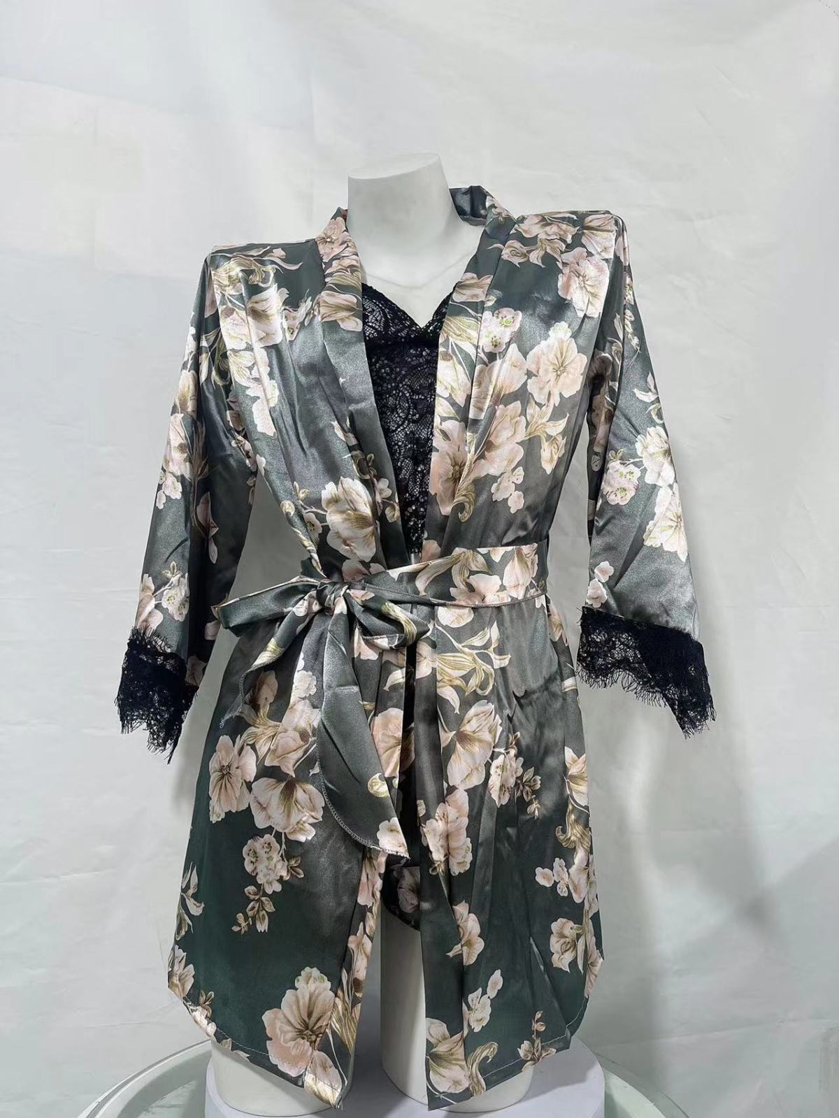 Women Sexy Satin Bathrobe Morning Gown Pajamas