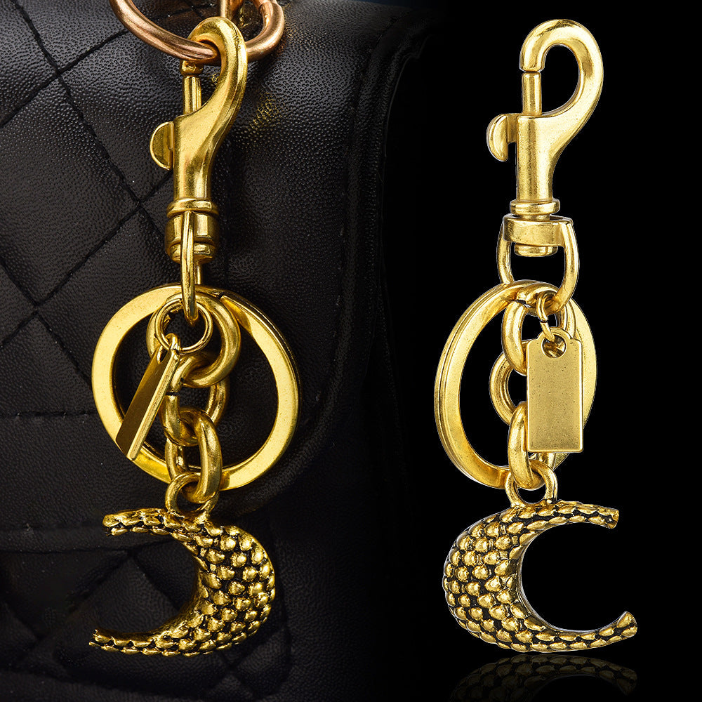 Women Fashion Metal Letter Snake Pattern C Keychain