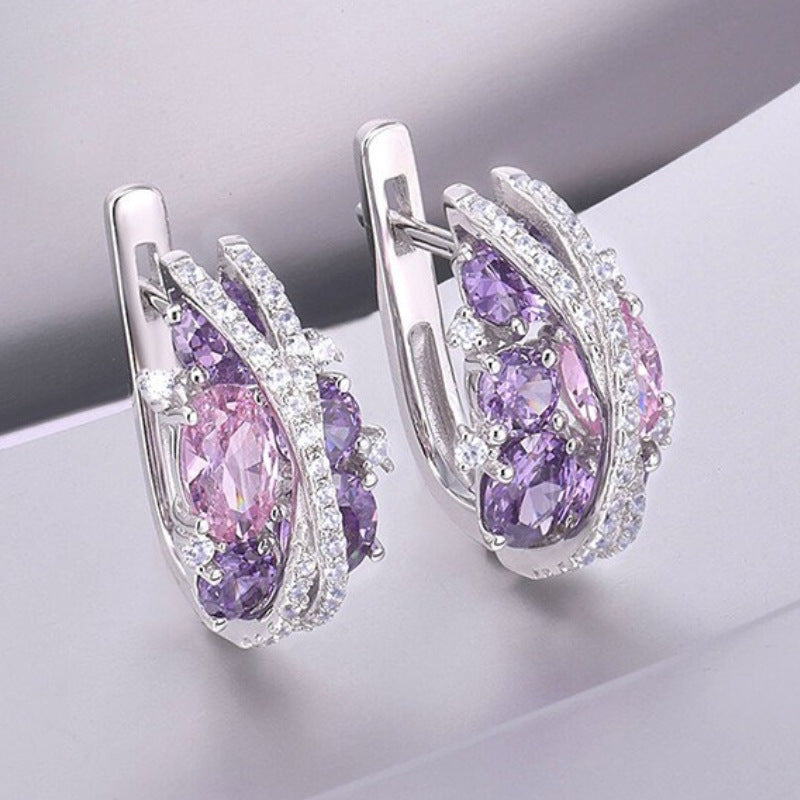 Pendientes de circonita cúbica hueca con doble X a la moda para mujer