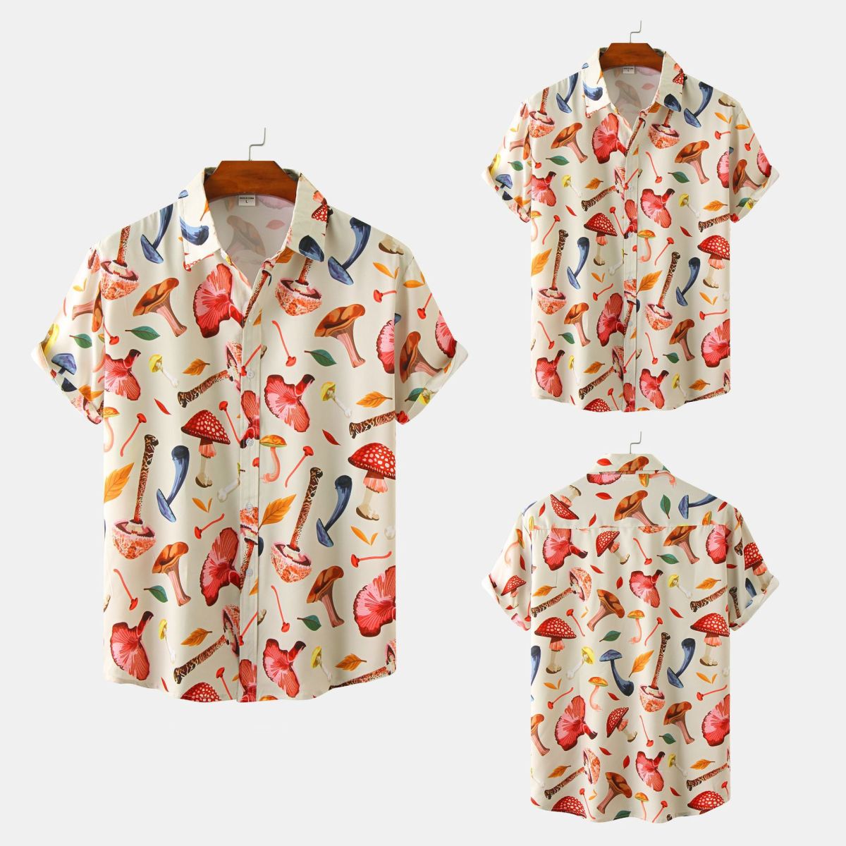 Men Summer Casual Vacation Mushroom Print Shirt