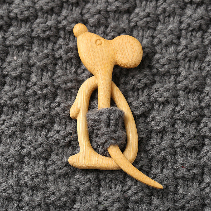 Broches en bois représentant des animaux pour la mode féminine