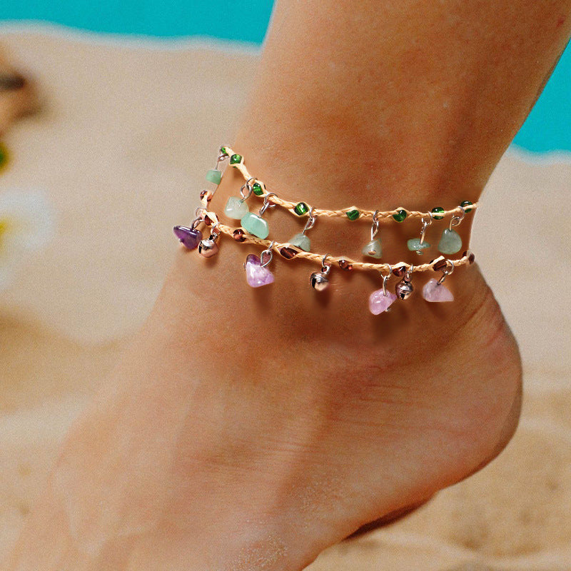Tobillera Bohemia con Piedras Irregulares para Mujer